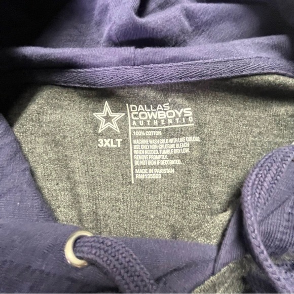 Dallas Cowboys NFL Men's 3XLT Tall Cotton Hoodie - Picture 4 of 10